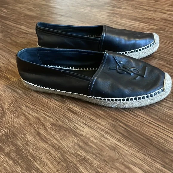 YSL Saint Laurent Leather Espadrille Flats - Picture 5 of 6